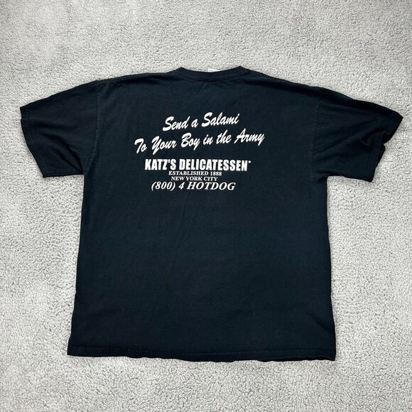 Katz’s Delicatessen Send a Salami To Your Boy in the Army Black Shirt XL - Picture 3 of 10